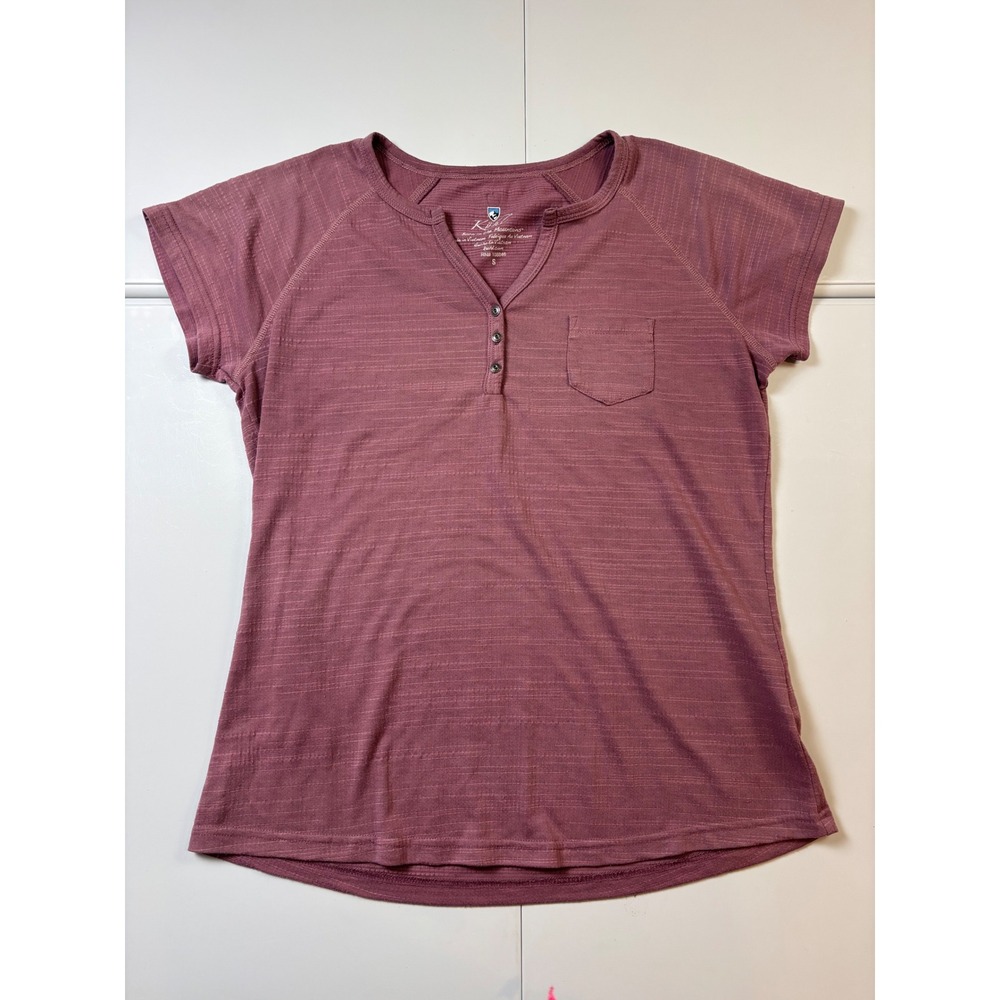 KÜHL Women's Small Mauve Tencel Henley Short Sleeve Outdoor Hiking Shirt